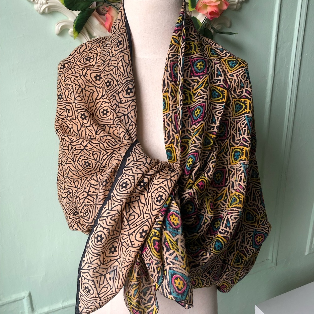 Vintage cotton abstract print scarf